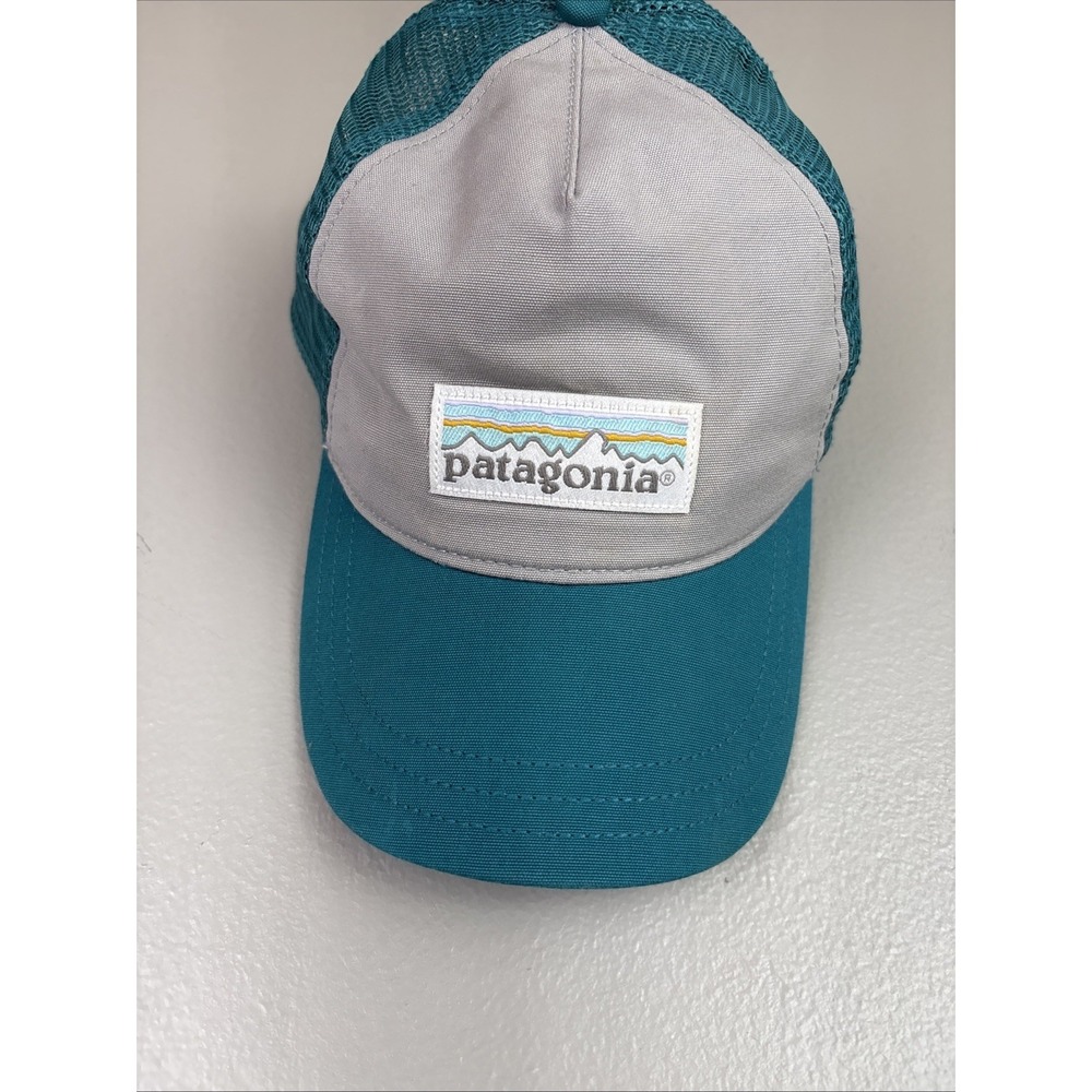 Patagonia Trucker Hat Logo Patch Turquoise Snapback Ball Cap Mesh